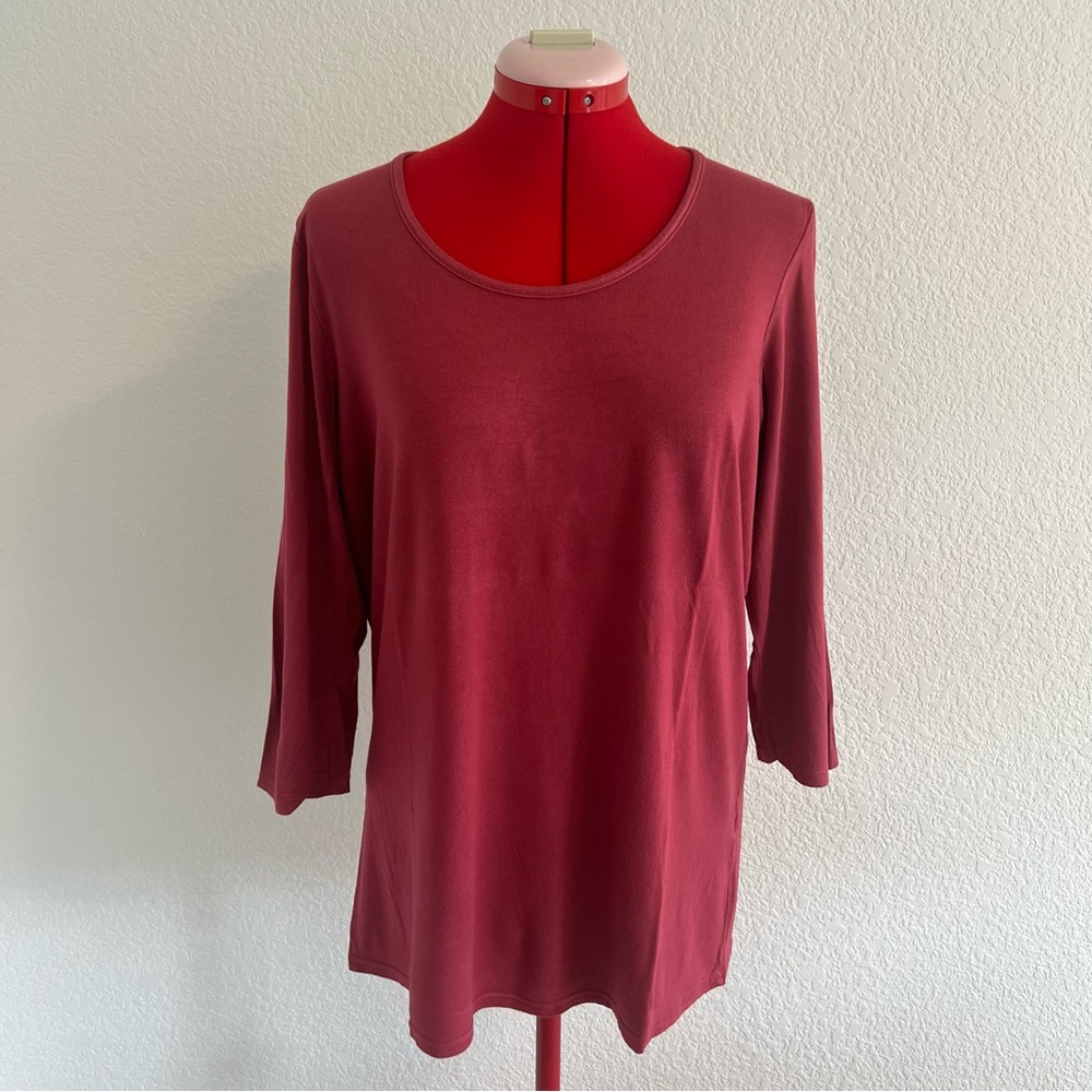 Zizzi Basic 3/4 Sleeve Tee Red Shade Top Small